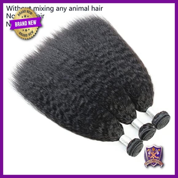 Brazilian Virgin Human Hair Extensions 3 Bundles Kinky Straight 16 18 20 Inch main image 4